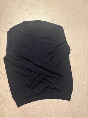 J. Crew Men’s Navy V-Neck Cotton Sweater